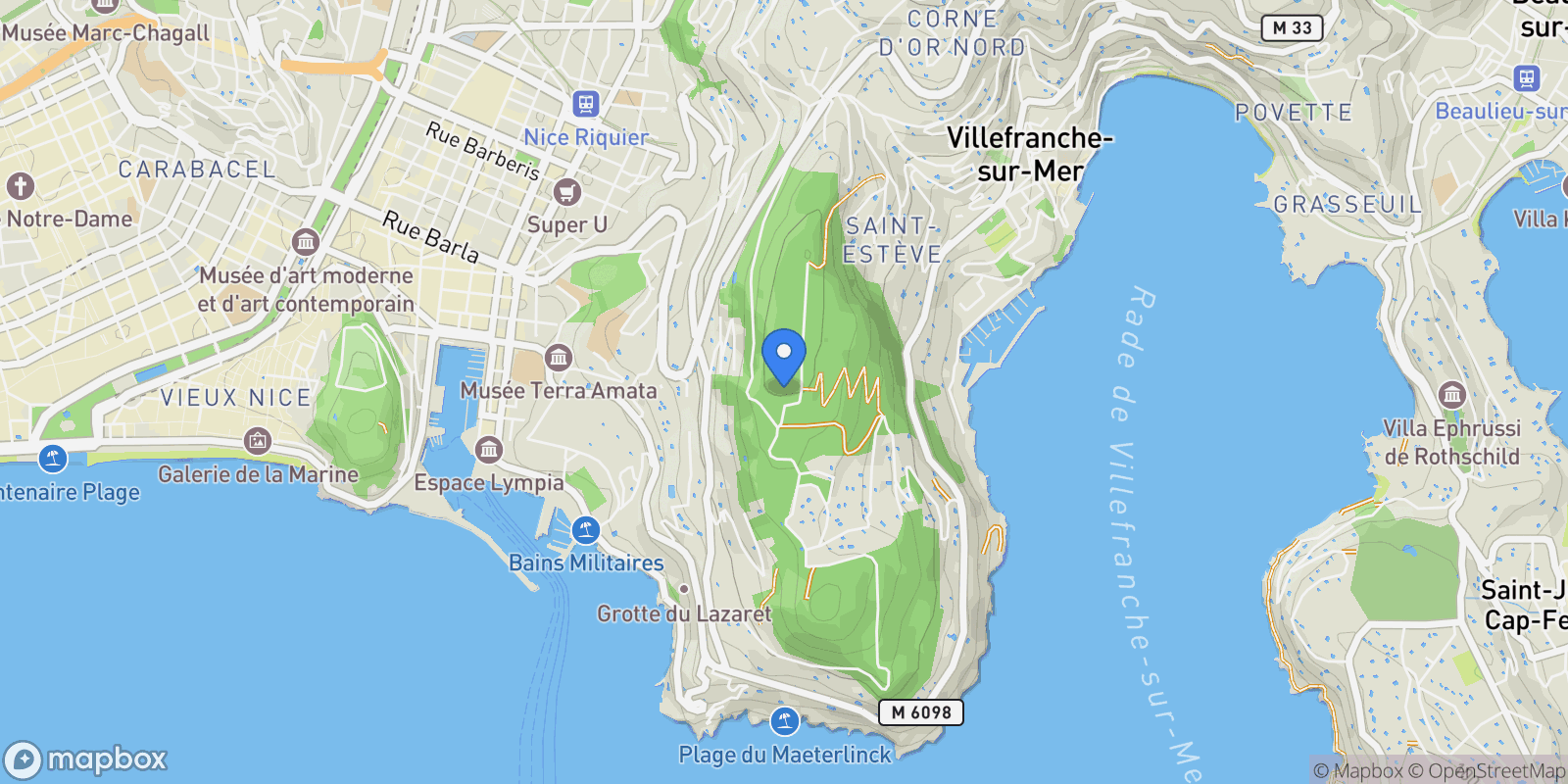 Map showing Nice, Provence-Alpes-Côte d'Azur, France.