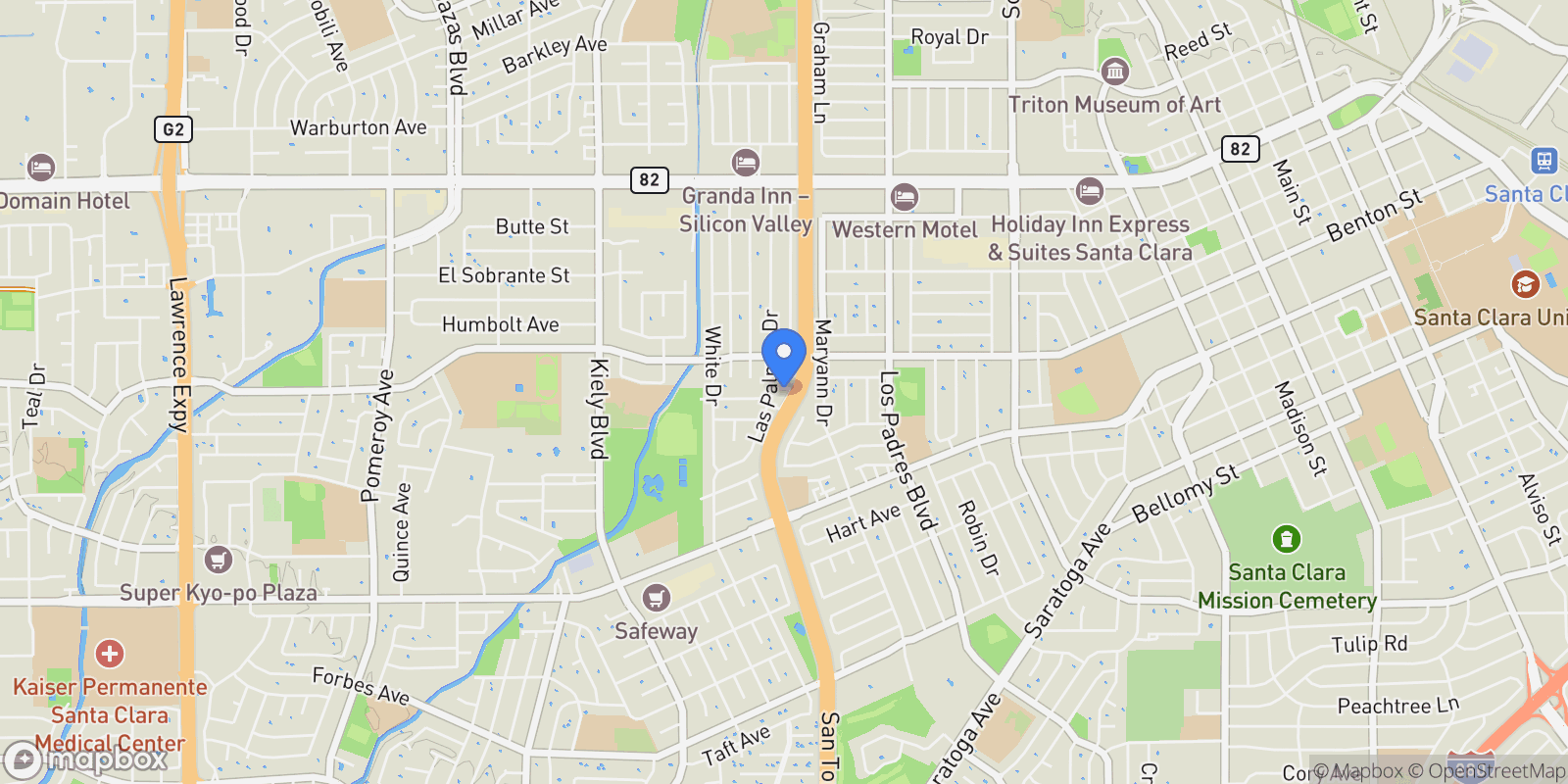 Map showing 1031 Las Palmas Drive, Santa Clara, California, United States.