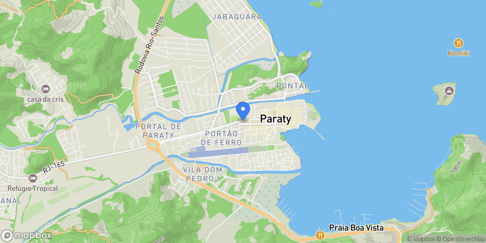 Map showing Rodovia BR 101 - Km 579,5 (antigo Km 575) Centro Histórico, Paraty, RJ 23970-000, Paraty, State of Rio de Janeiro, Brazil.