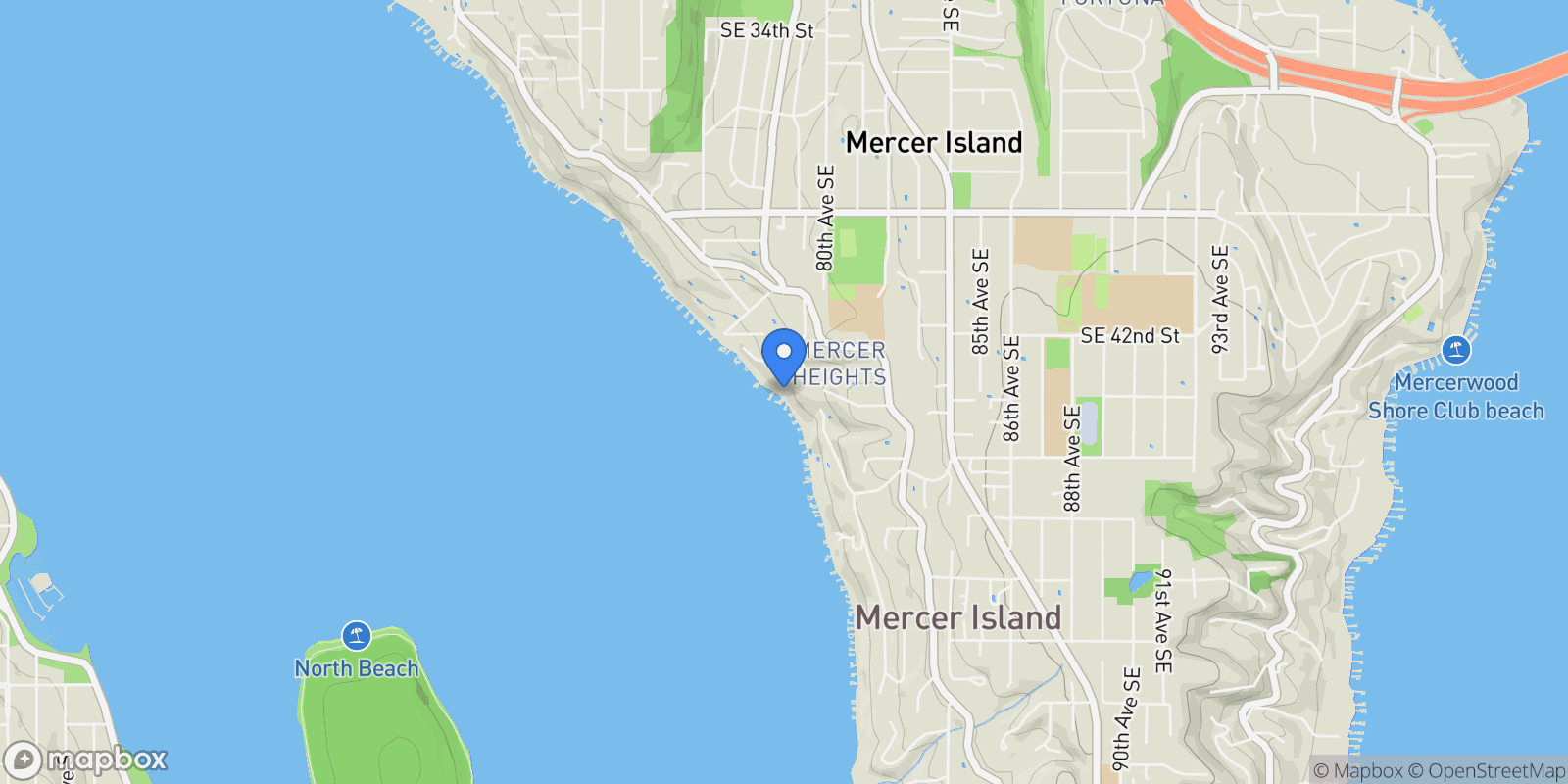 Map showing 18 Holly Ln, Mercer Island, Washington, United States.