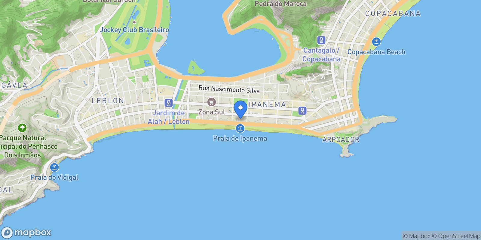 Map showing Rua Prudente de Morais Ipanema, Rio de Janeiro, RJ 22420-041, Rio de Janeiro, State of Rio de Janeiro, Brazil.
