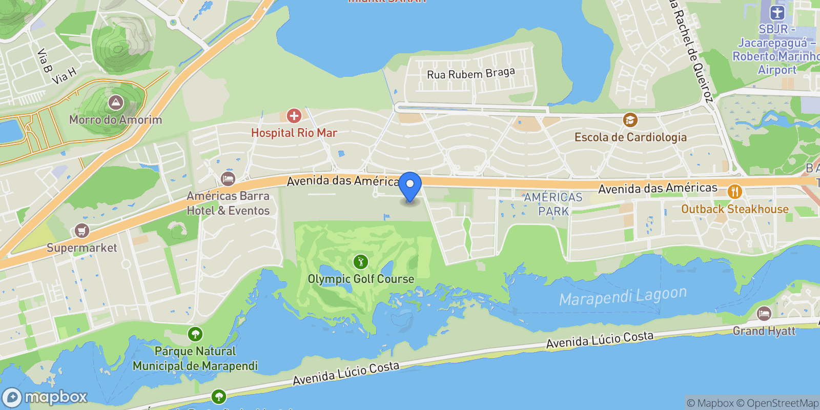 Map showing Avenida das Américas Barra da Tijuca, Rio de Janeiro, RJ 22631-000, Rio de Janeiro, State of Rio de Janeiro, Brazil.