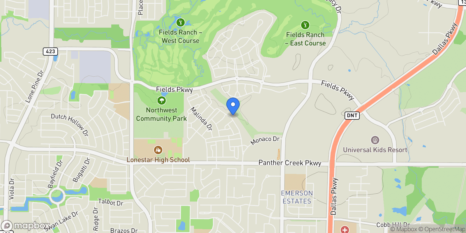 Map showing 14116 Nicollet Drive, Frisco, Texas, United States.