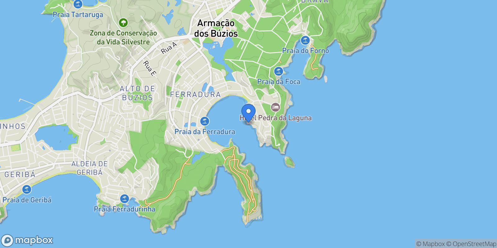 Map showing Rua E1 Praia da Ferradura, Armação dos Búzios, RJ 28950-000, Armação dos Búzios, State of Rio de Janeiro, Brazil.