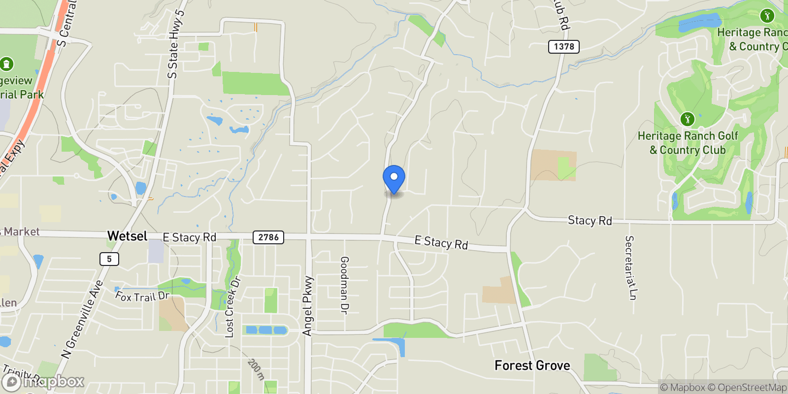 Map showing 336 Oakwood Trail, Fairview, Texas, United States.