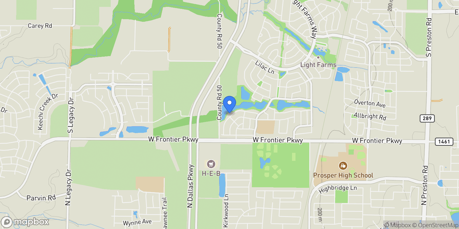 Map showing 1933 Wimberley Drive, Prosper, Texas, United States.