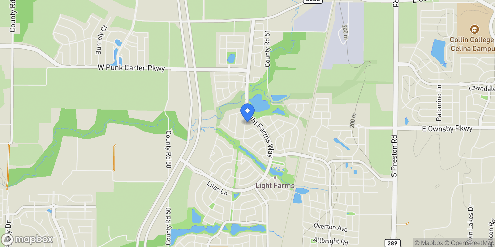 Map showing 3364 Waverly Drive, Prosper, Texas, United States.