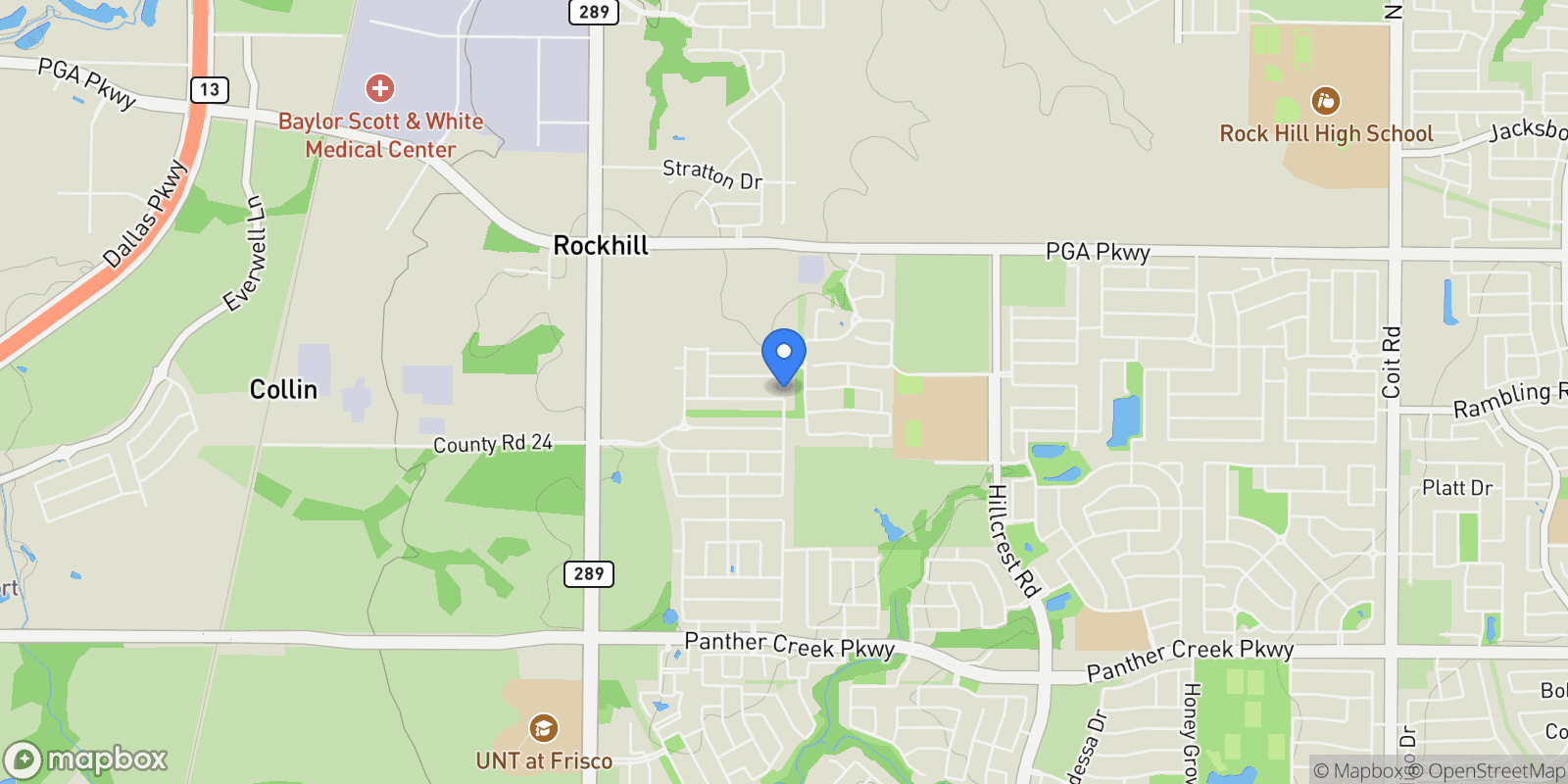 Map showing 9986 Atlantic Lane, Frisco, Texas, United States.