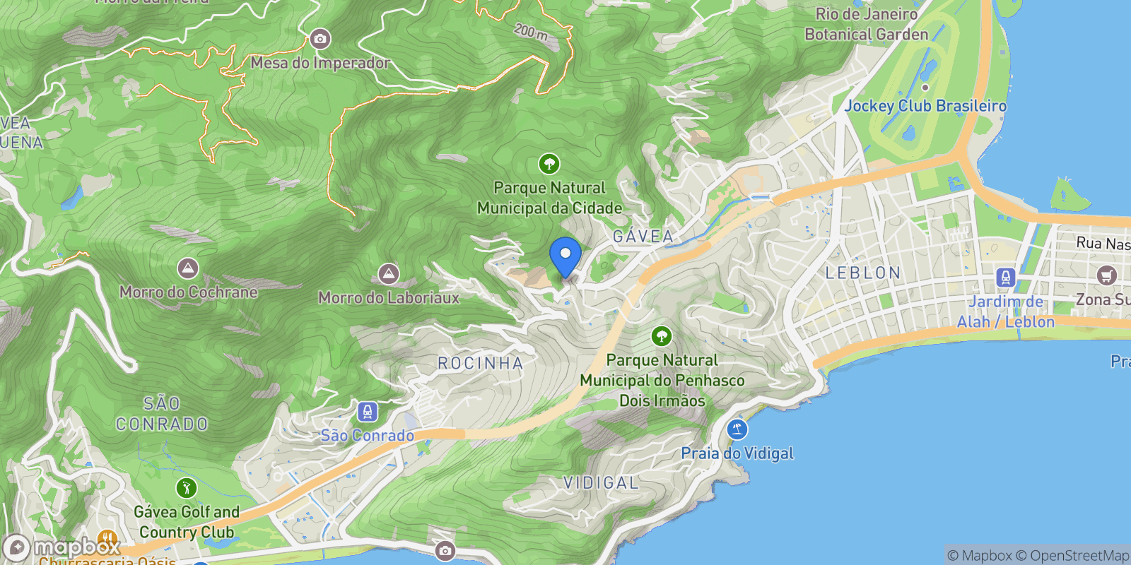 Map showing Estrada da Gávea Gávea, Rio de Janeiro, RJ 22451-262, Rio de Janeiro, State of Rio de Janeiro, Brazil.