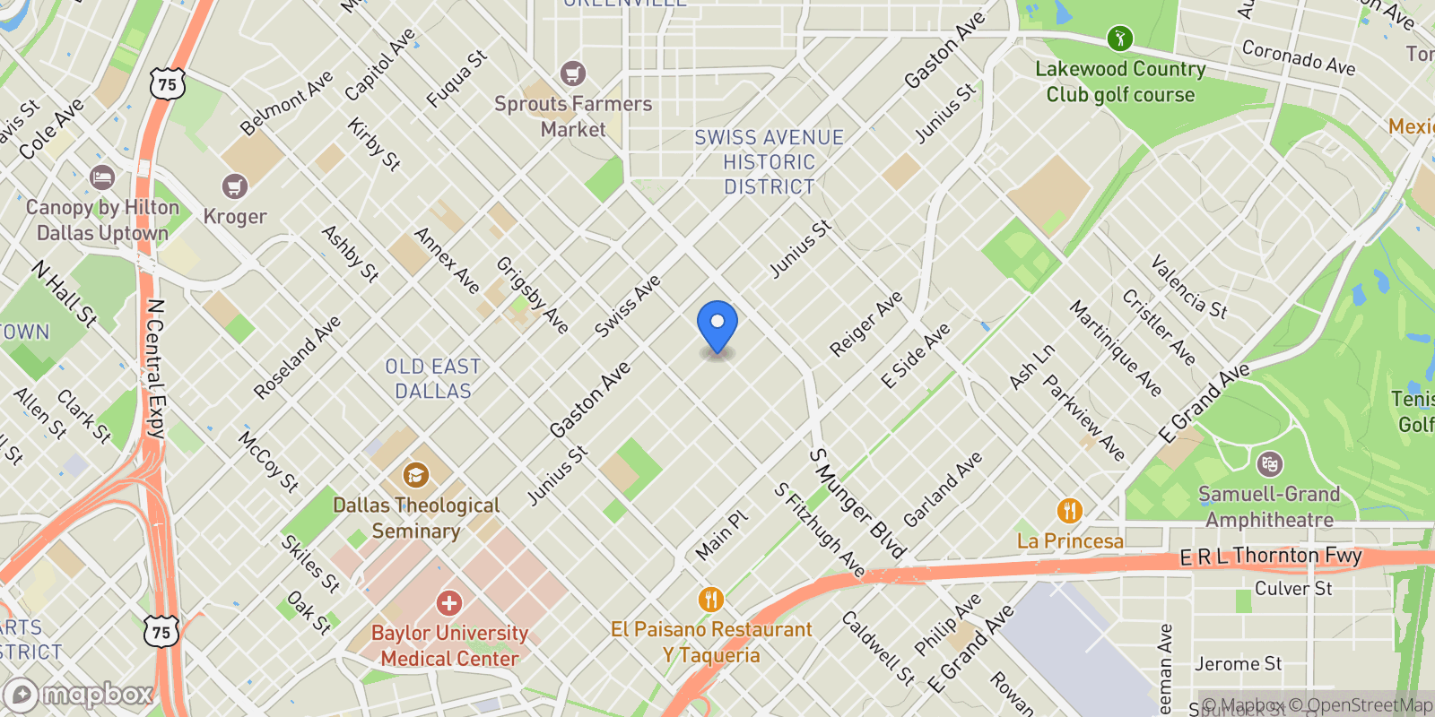 Map showing 4940 Worth Street, Dallas, Texas, United States.