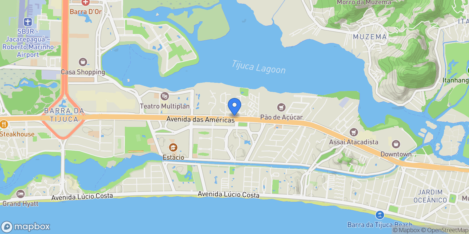 Map showing Avenida das Américas Barra da Tijuca, Rio de Janeiro, RJ 22640-101, Rio de Janeiro, State of Rio de Janeiro, Brazil.