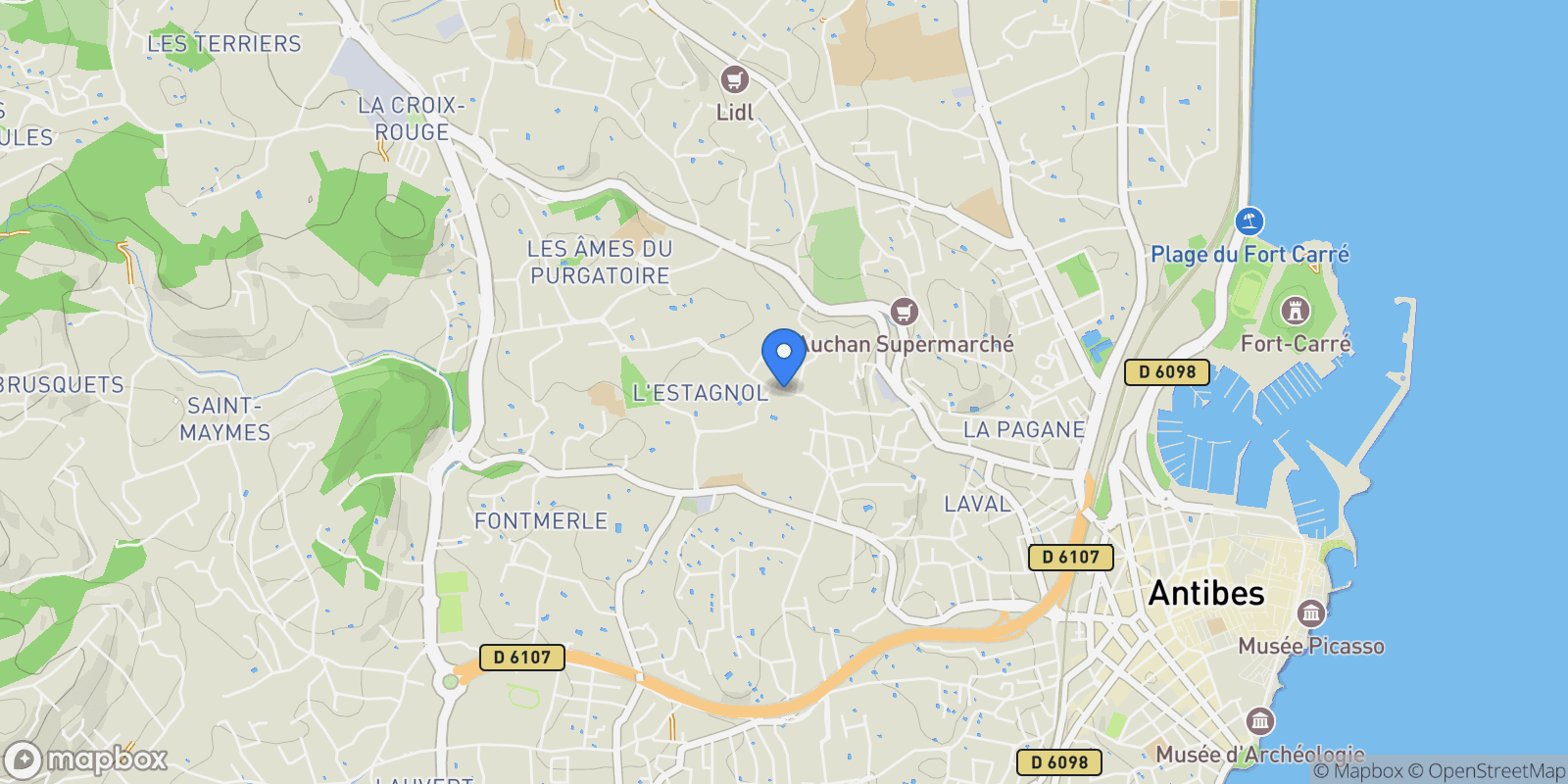 Map showing Antibes, Provence-Alpes-Côte d'Azur, France.