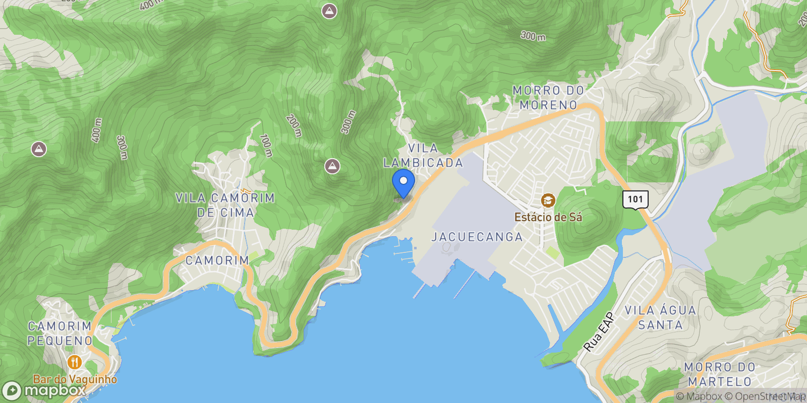 Map showing rodovia rio santos Piraquara, Angra dos Reis, RJ 23913-060, Jacuecanga, State of Rio de Janeiro, Brazil.