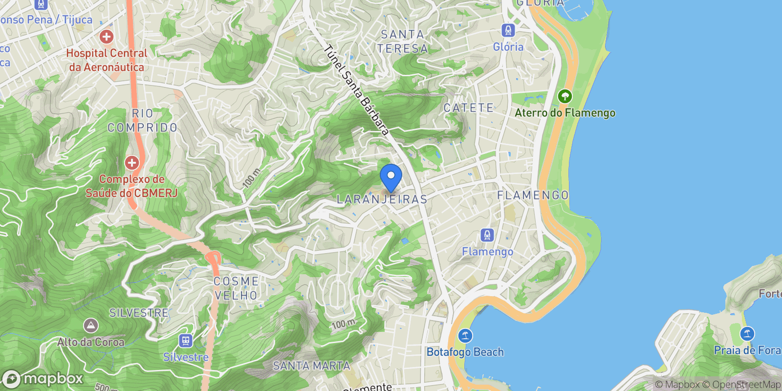 Map showing Rua das Laranjeiras Laranjeiras, Rio de Janeiro, RJ 22240-004, Rio de Janeiro, State of Rio de Janeiro, Brazil.