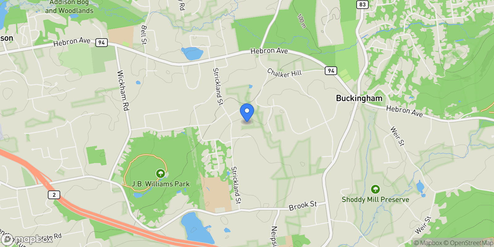 Map showing 36 Sand Hill Lane, Glastonbury, Connecticut, United States.