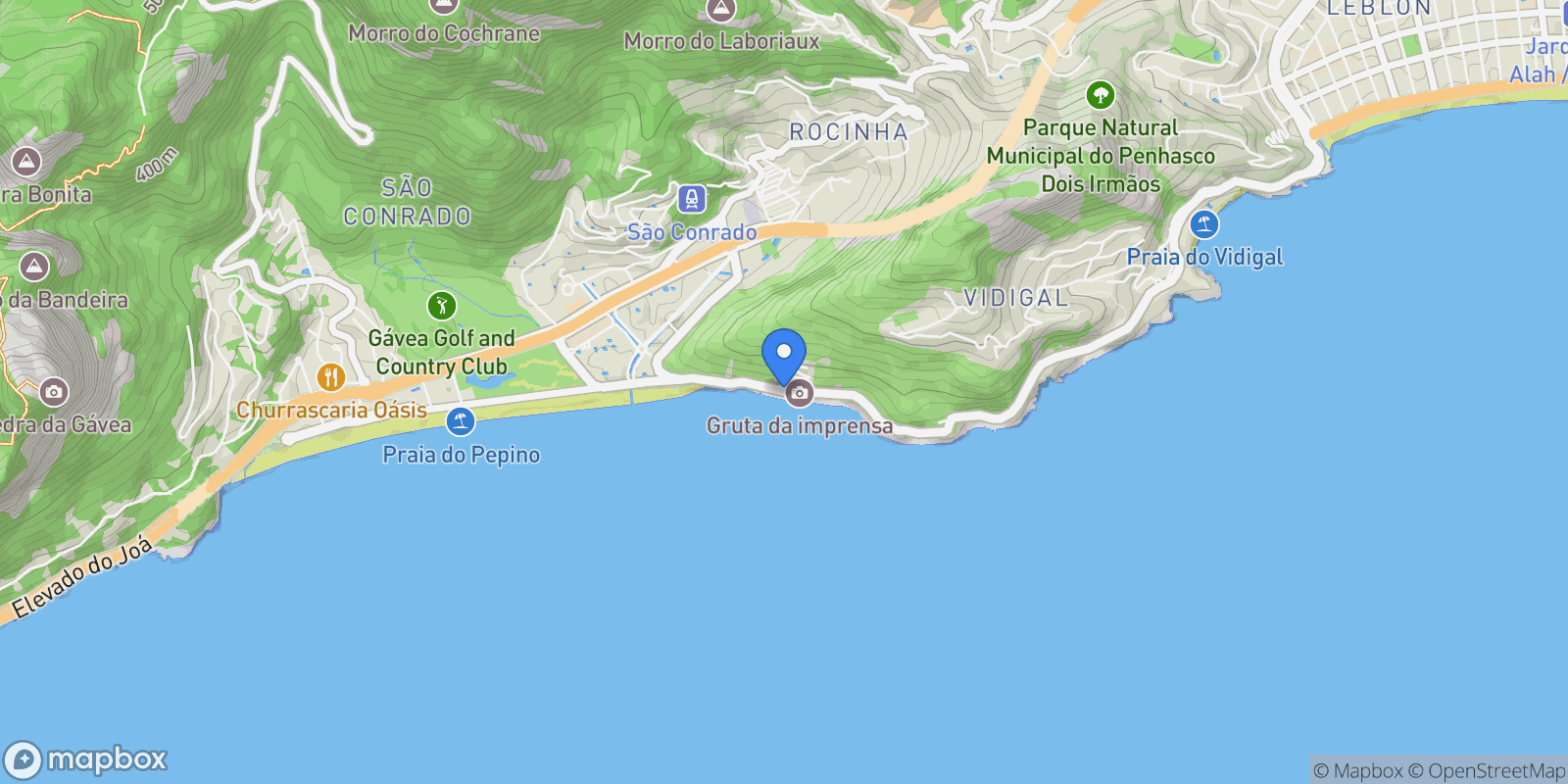 Map showing Avenida Niemeyer São Conrado, Rio de Janeiro, RJ 22450-220, Rio de Janeiro, State of Rio de Janeiro, Brazil.