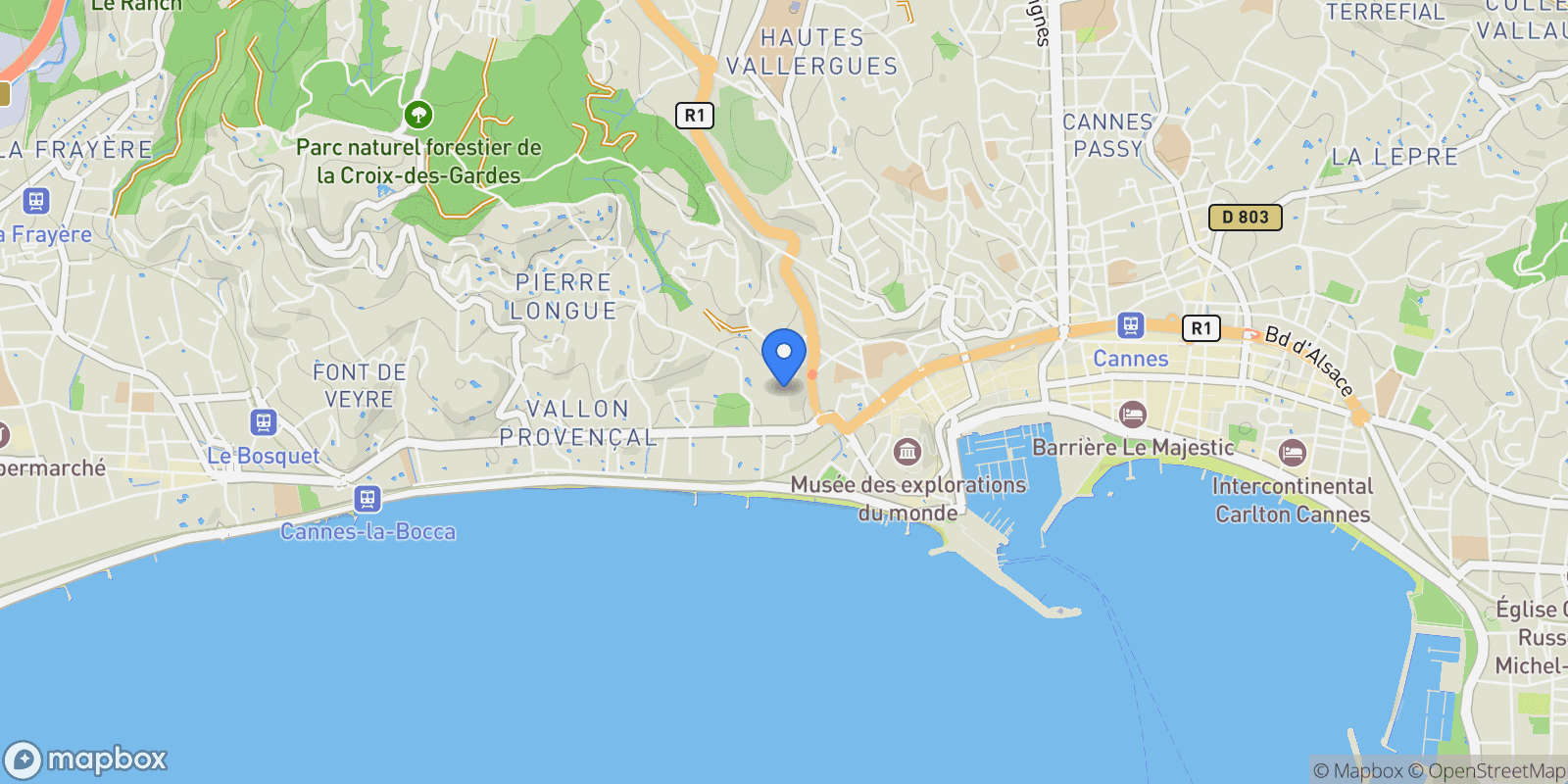 Map showing Cannes, Provence-Alpes-Côte d'Azur, France.