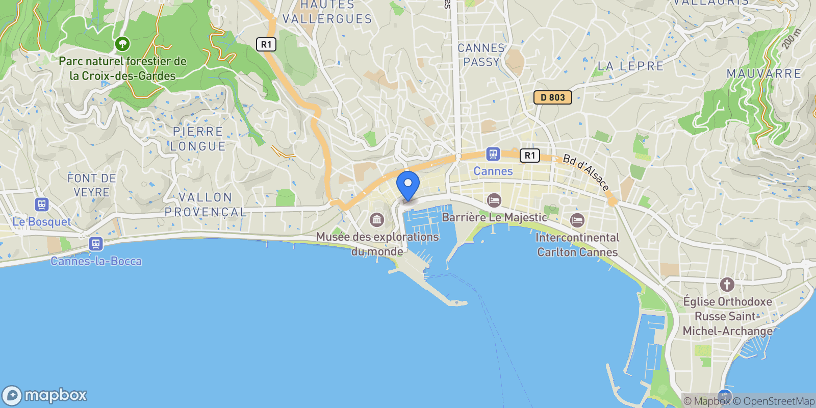 Map showing Cannes, Provence-Alpes-Côte d'Azur, France.