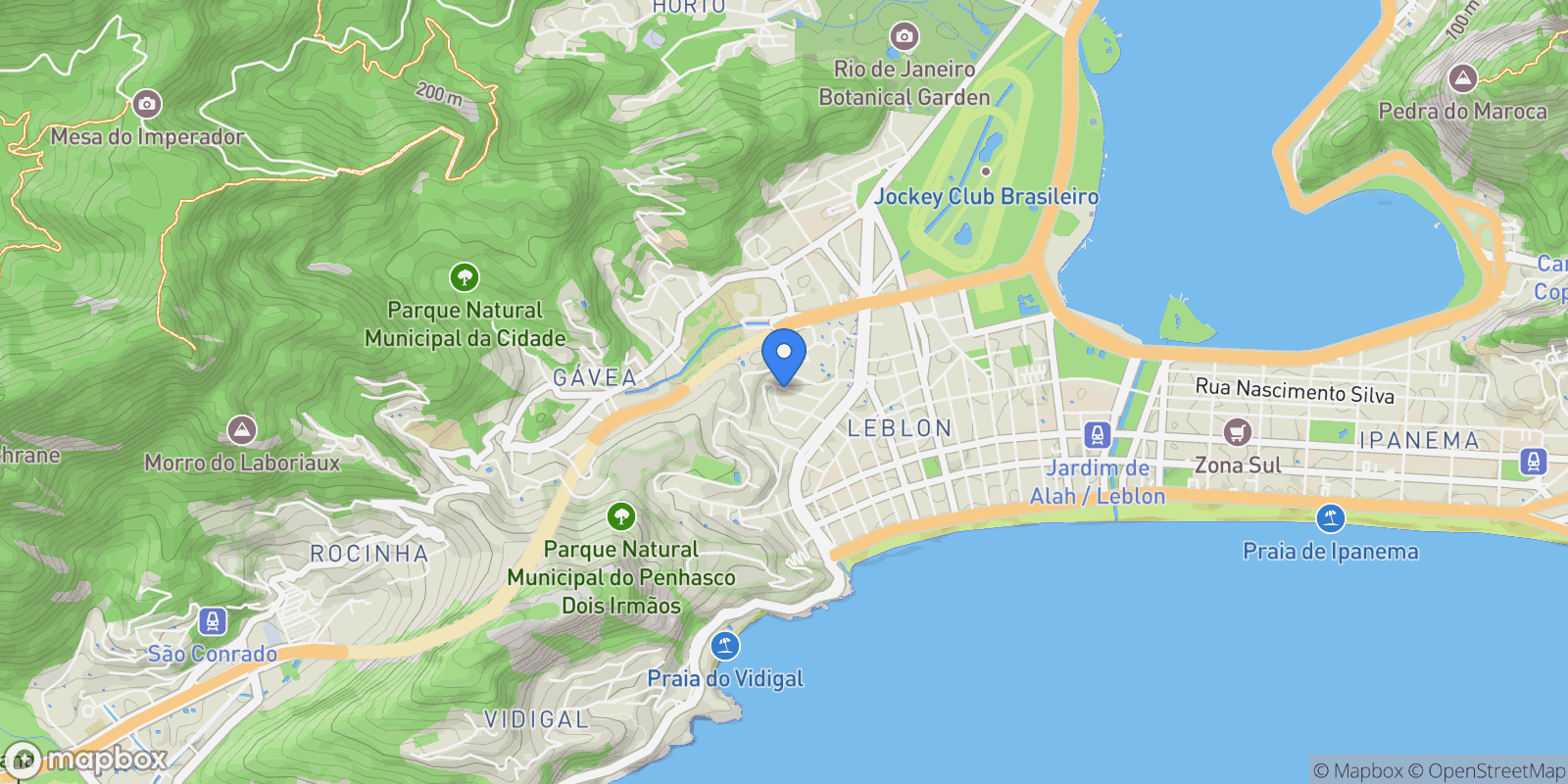 Map showing Rua Félix Pacheco Leblon, Rio de Janeiro, RJ 22450-080, Rio de Janeiro, State of Rio de Janeiro, Brazil.