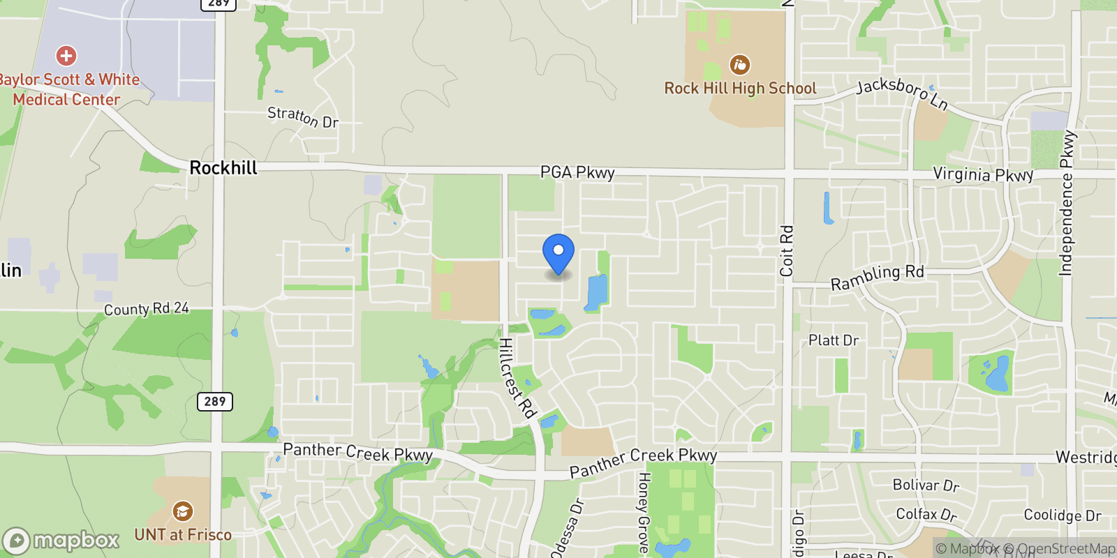 Map showing 11192 Progreso Street, Frisco, Texas, United States.