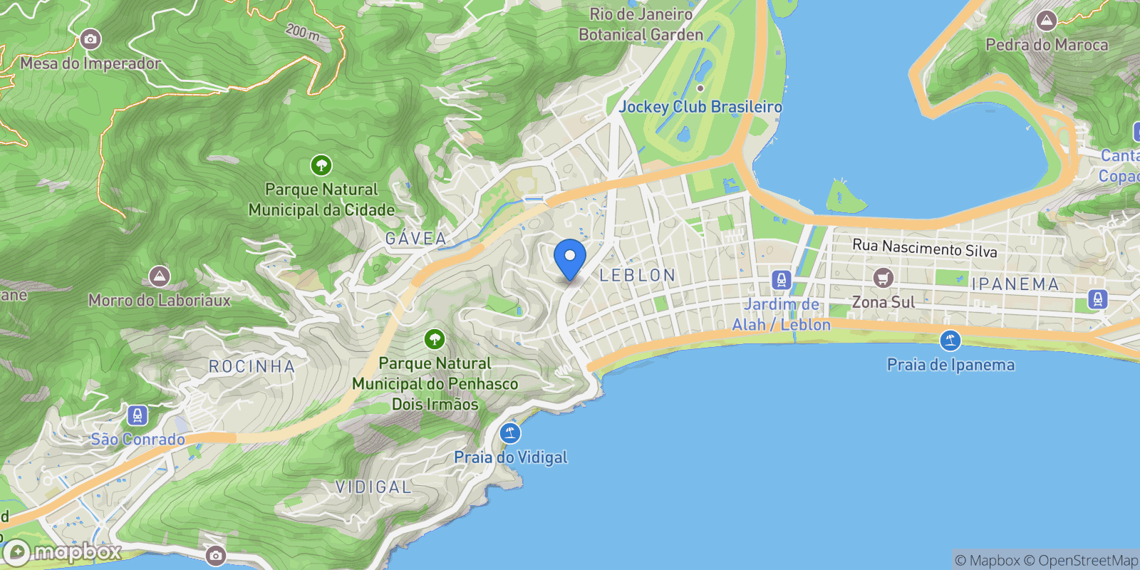 Map showing Avenida Visconde de Albuquerque Leblon, Rio de Janeiro, RJ 22450-003, Rio de Janeiro, State of Rio de Janeiro, Brazil.