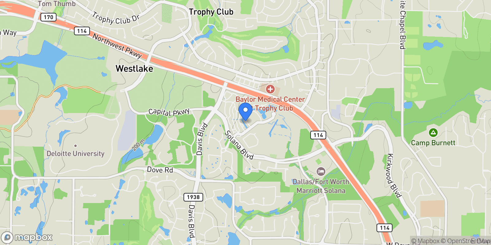 Map showing 29 Costa Brava, Keller, Texas, United States.
