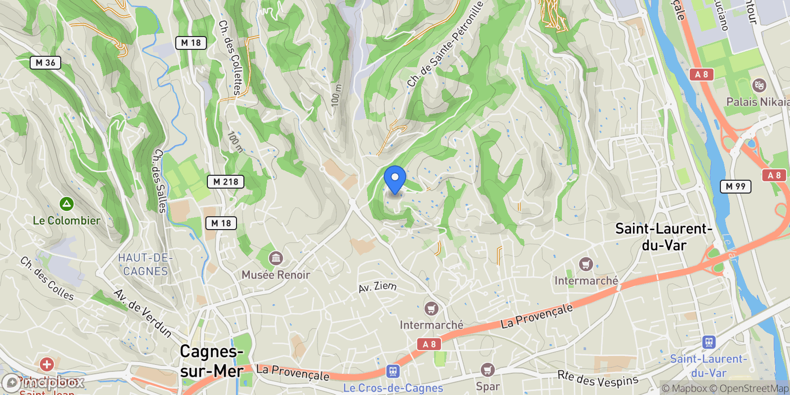 Map showing Cagnes-sur-Mer, Provence-Alpes-Côte d'Azur, France.