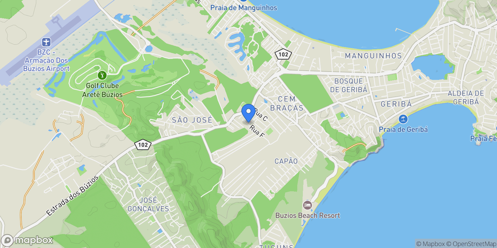 Map showing Rua E 1 Ferradura, Armação dos Búzios, RJ 28950-000, Armação dos Búzios, State of Rio de Janeiro, Brazil.