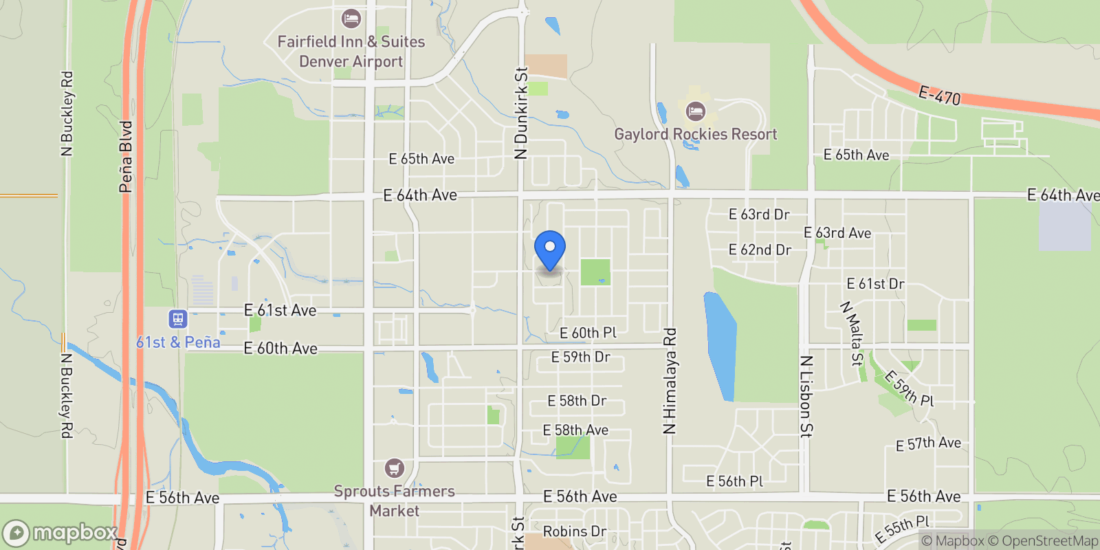 Map showing 19448 E 62nd Avenue , Aurora, CO 80019, Aurora, Colorado, United States.