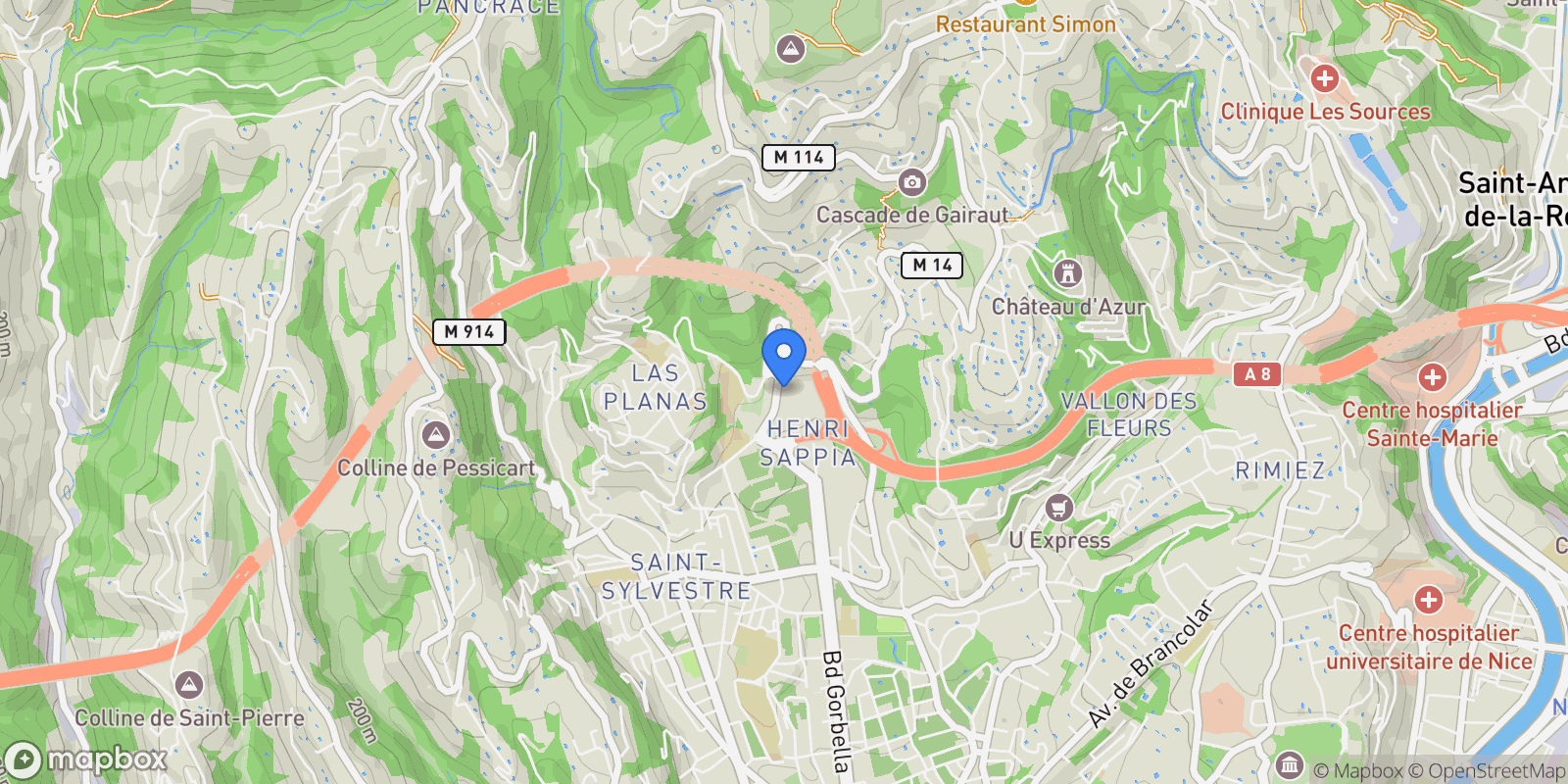 Map showing Nice, Provence-Alpes-Côte d'Azur, France.