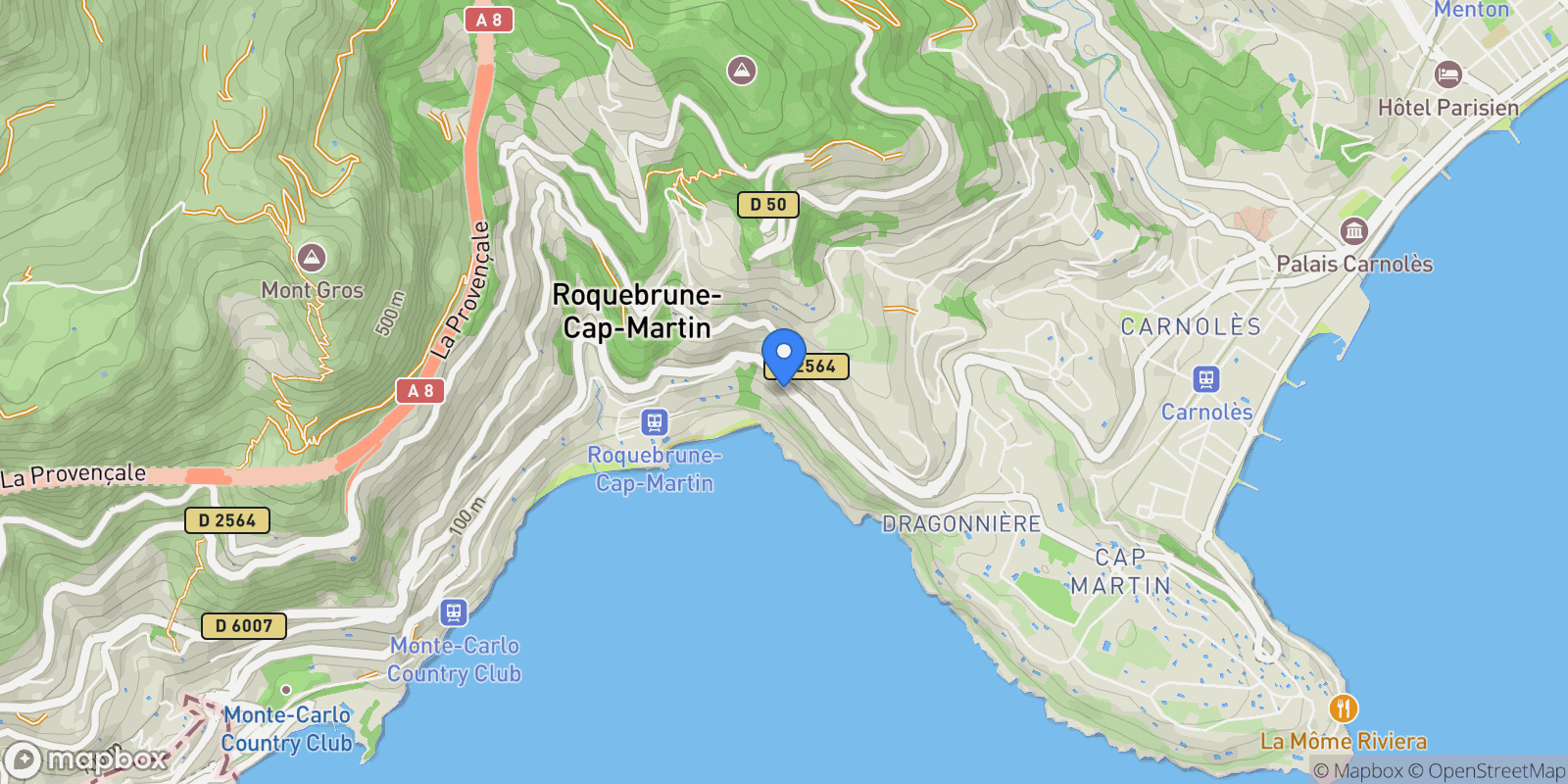 Map showing 140 Av. Pierre Curie, 06190 Roquebrune-Cap-Martin, France, Roquebrune-Cap-Martin, Provence-Alpes-Côte d'Azur, France.
