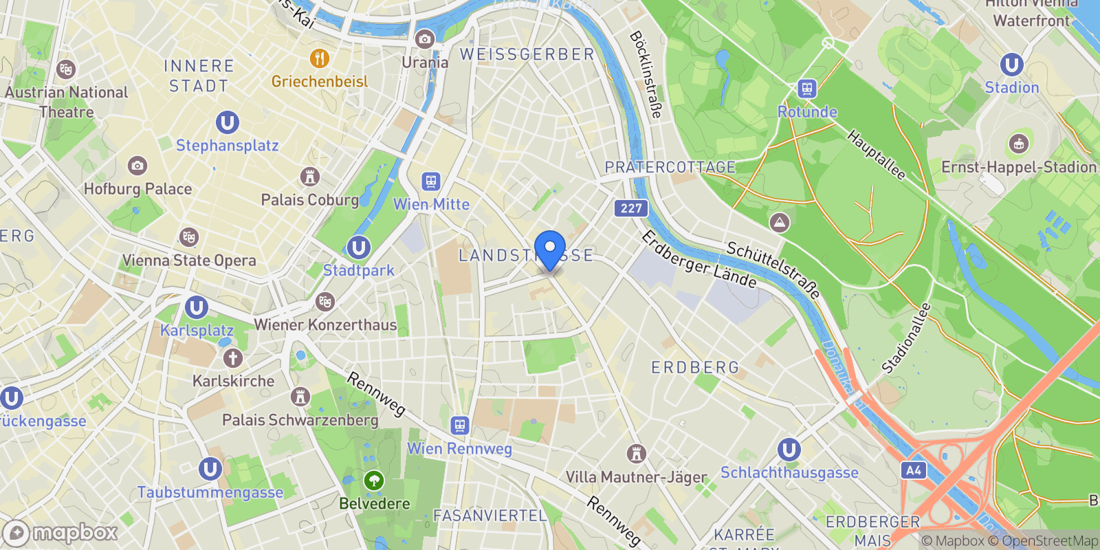 Map showing 1030 Vienna, Austria, Vienna, Wien, Austria.