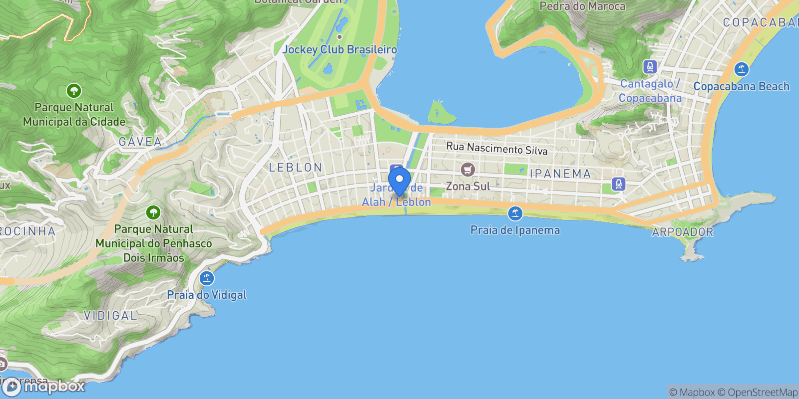 Map showing Avenida Borges de Medeiros Leblon, Rio de Janeiro, RJ 22430-041, Rio de Janeiro, State of Rio de Janeiro, Brazil.