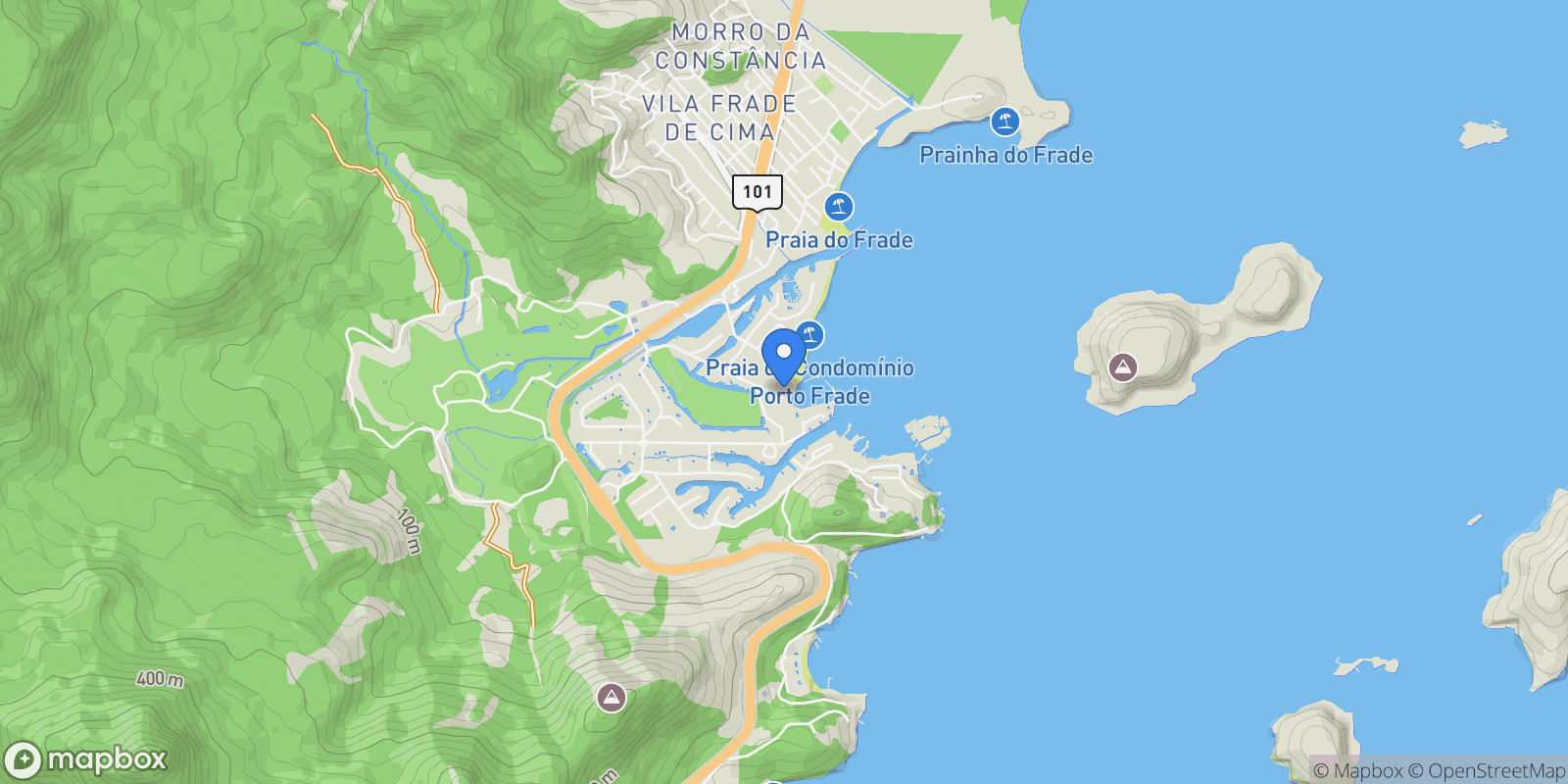 Map showing Rodovia Governador Mário Covas Piraquara, Angra dos Reis, RJ 23946-000, Porto Frade, State of Rio de Janeiro, Brazil.