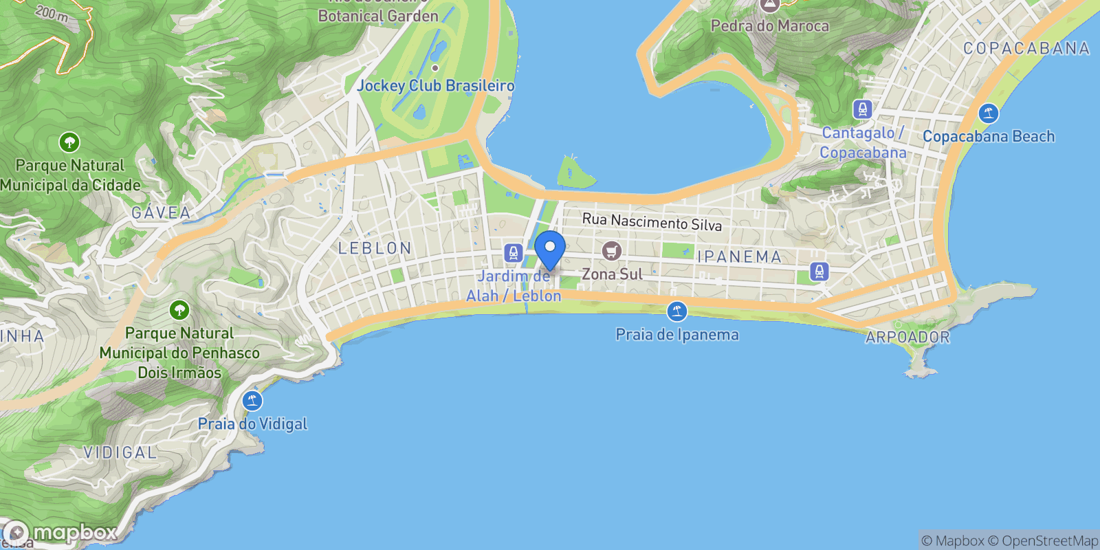 Map showing Rua Prudente de Morais Ipanema, Rio de Janeiro, RJ 22420-043, Rio de Janeiro, State of Rio de Janeiro, Brazil.
