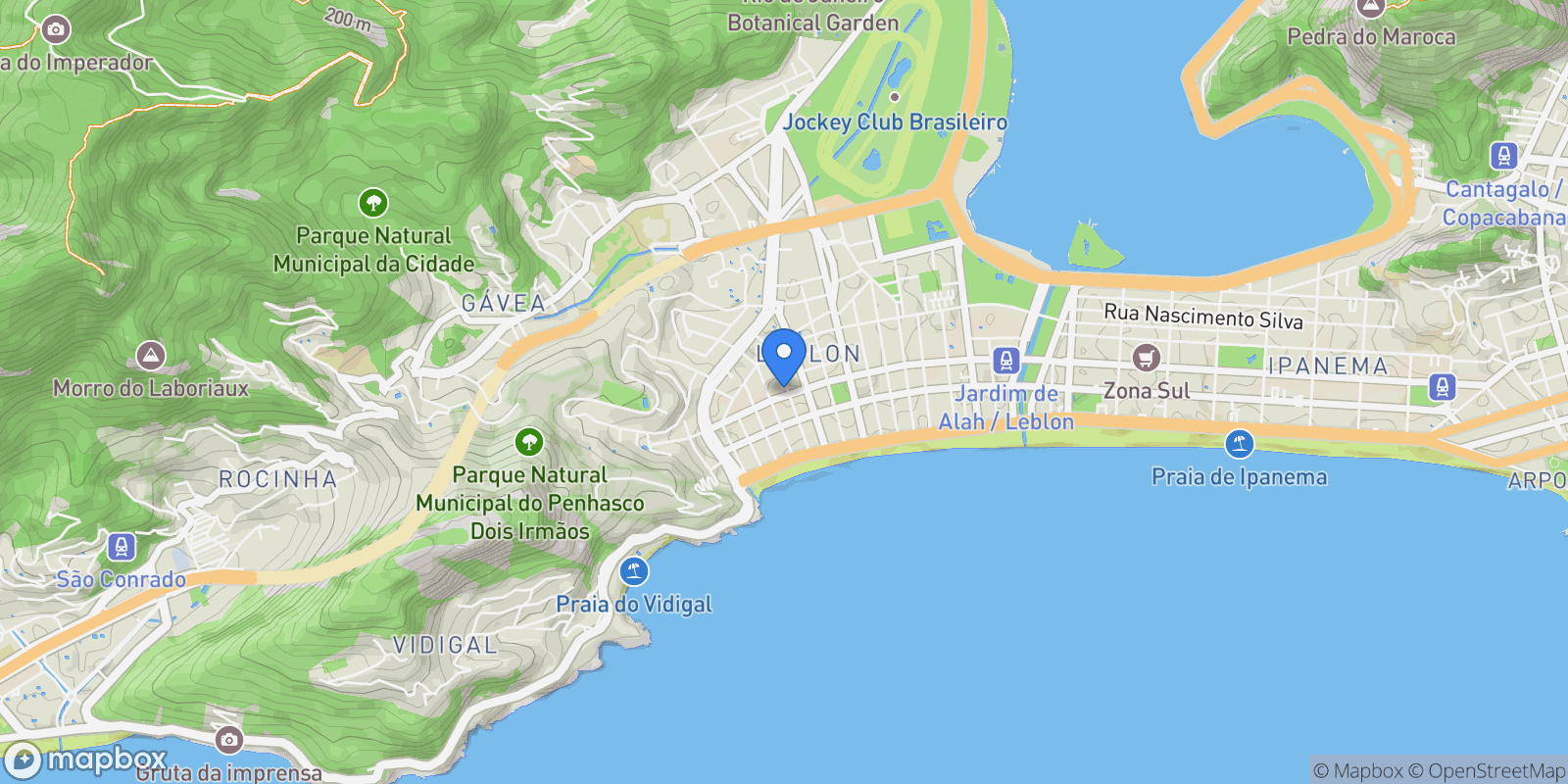 Map showing Rua General Artigas Leblon, Rio de Janeiro, RJ 22441-140, Rio de Janeiro, State of Rio de Janeiro, Brazil.