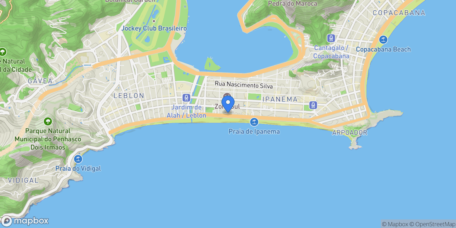 Map showing Avenida Vieira Souto Ipanema, Rio de Janeiro, RJ 22420-006, Rio de Janeiro, State of Rio de Janeiro, Brazil.