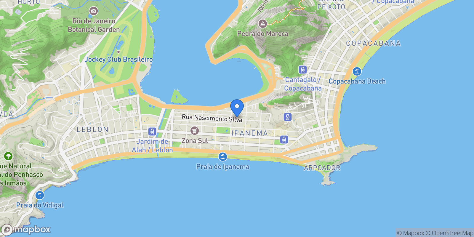 Map showing Rua Barão de Jaguaripe Ipanema, Rio de Janeiro, RJ 22421-000, Rio de Janeiro, State of Rio de Janeiro, Brazil.