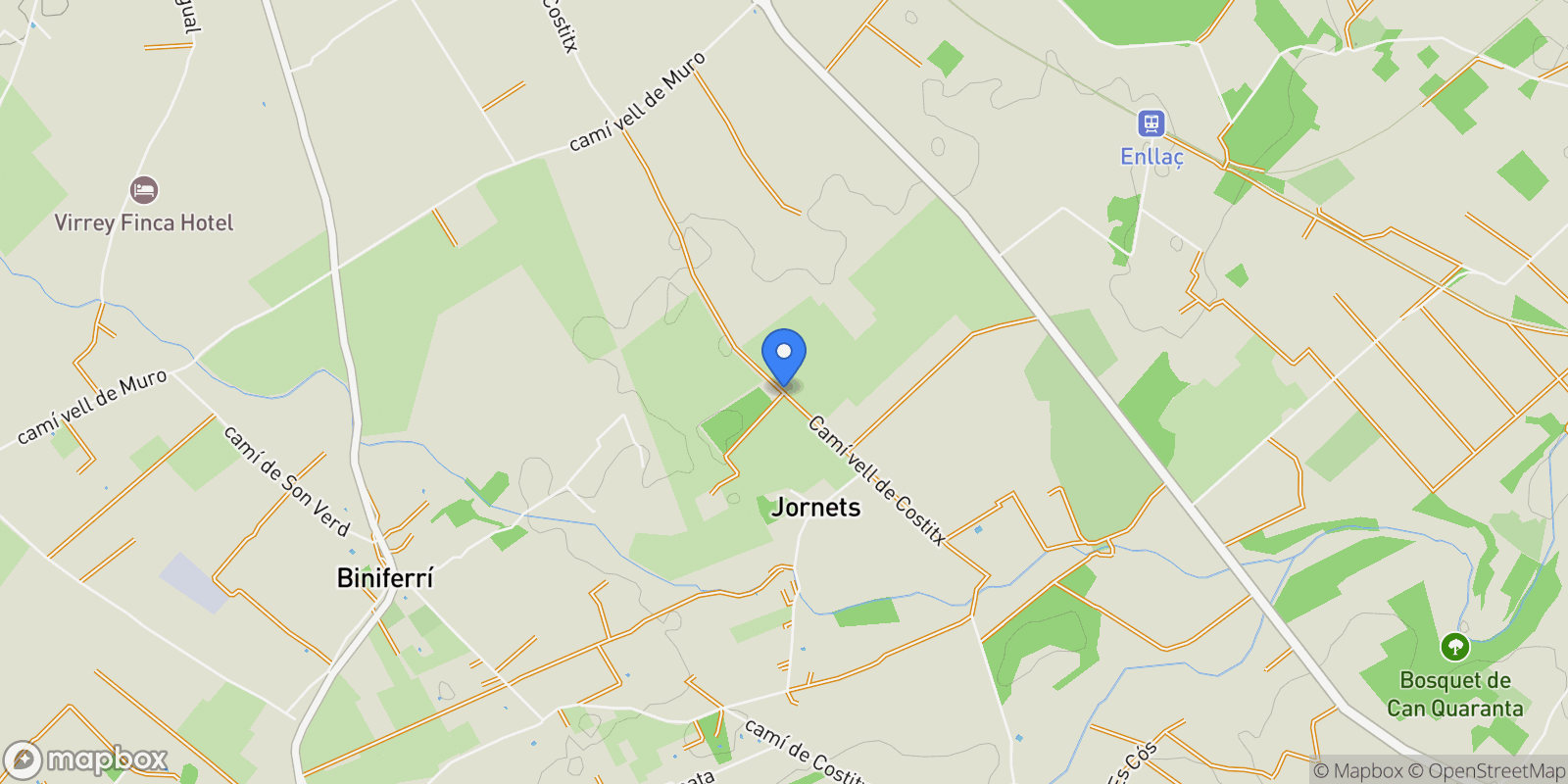 Map showing Unnamed Road,, 07140 Sencelles, Illes Balears, Spain, Inca, Balearic Islands, Spain.