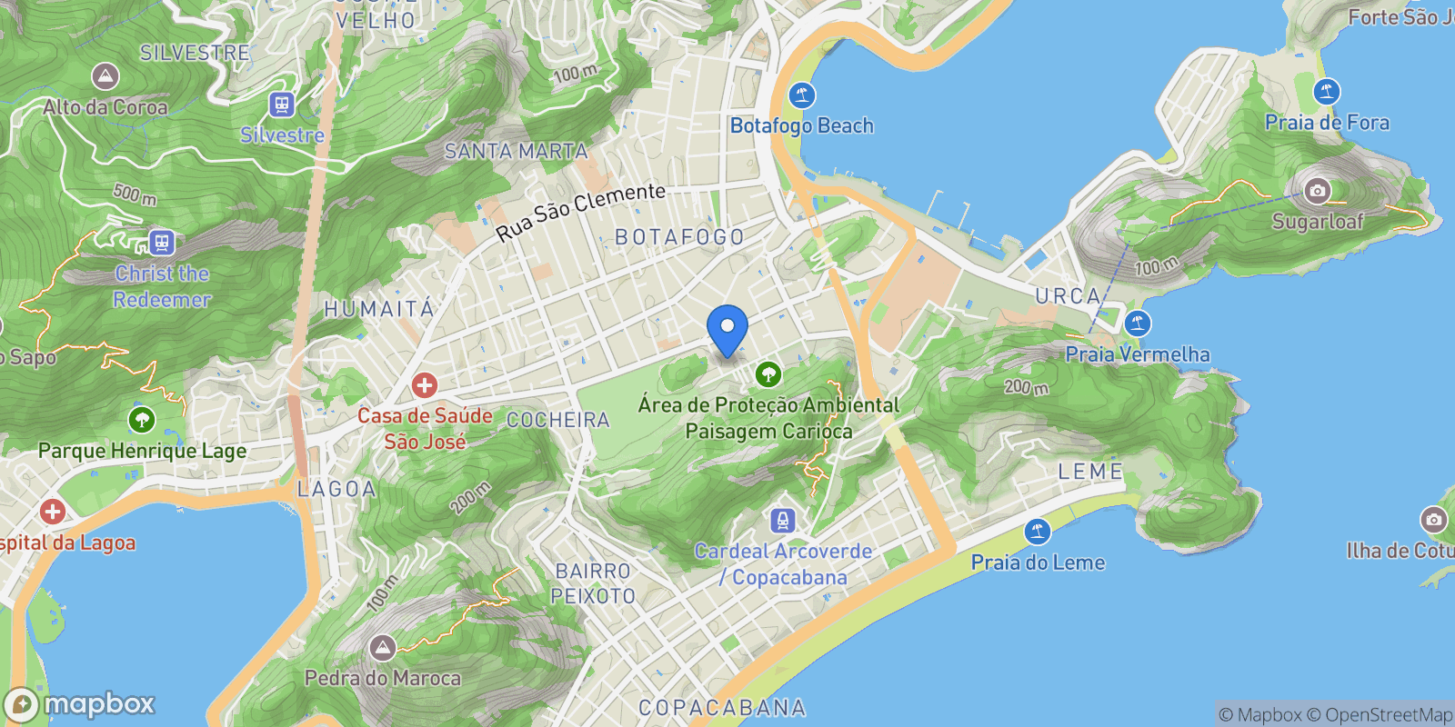 Map showing Rua Oliveira Fausto Botafogo, Rio de Janeiro, RJ 22280-090, Rio de Janeiro, State of Rio de Janeiro, Brazil.