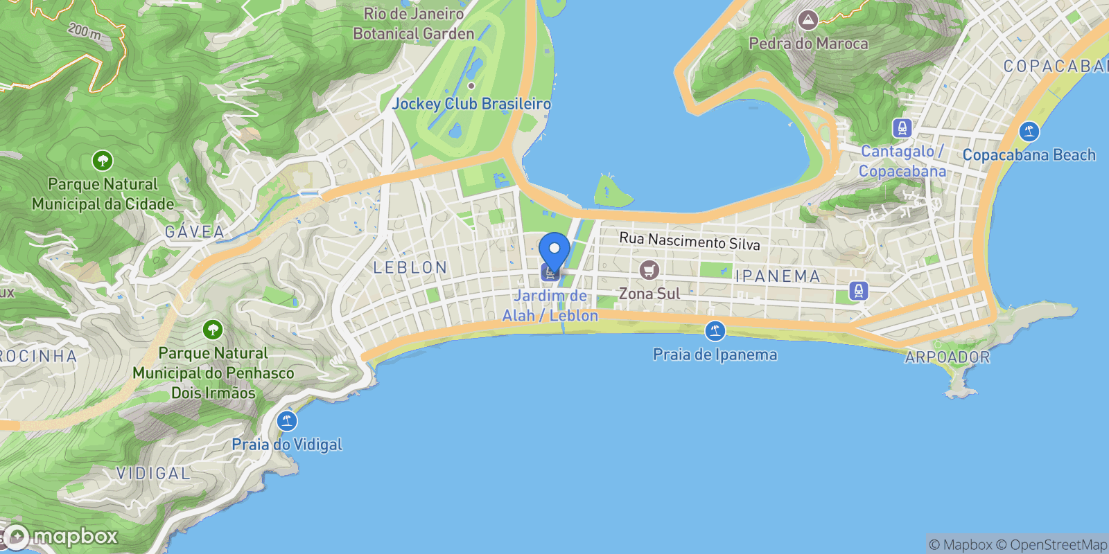 Map showing Avenida Borges de Medeiros Lagoa, Rio de Janeiro, RJ 22470-002, Rio de Janeiro, State of Rio de Janeiro, Brazil.