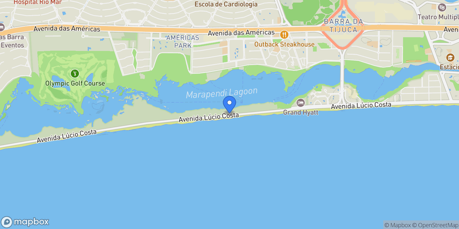 Map showing Avenida Lúcio Costa Barra da Tijuca, Rio de Janeiro, RJ 22795-007, Rio de Janeiro, State of Rio de Janeiro, Brazil.
