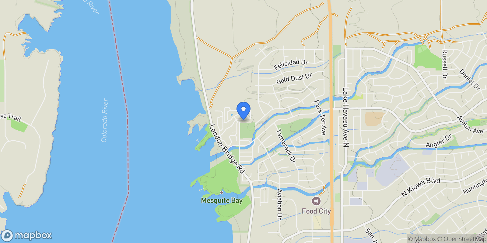 Map showing 1704 Sailing Hawk Dr, Lake Havasu City, AZ 86404, Desert Hills, Arizona, United States.