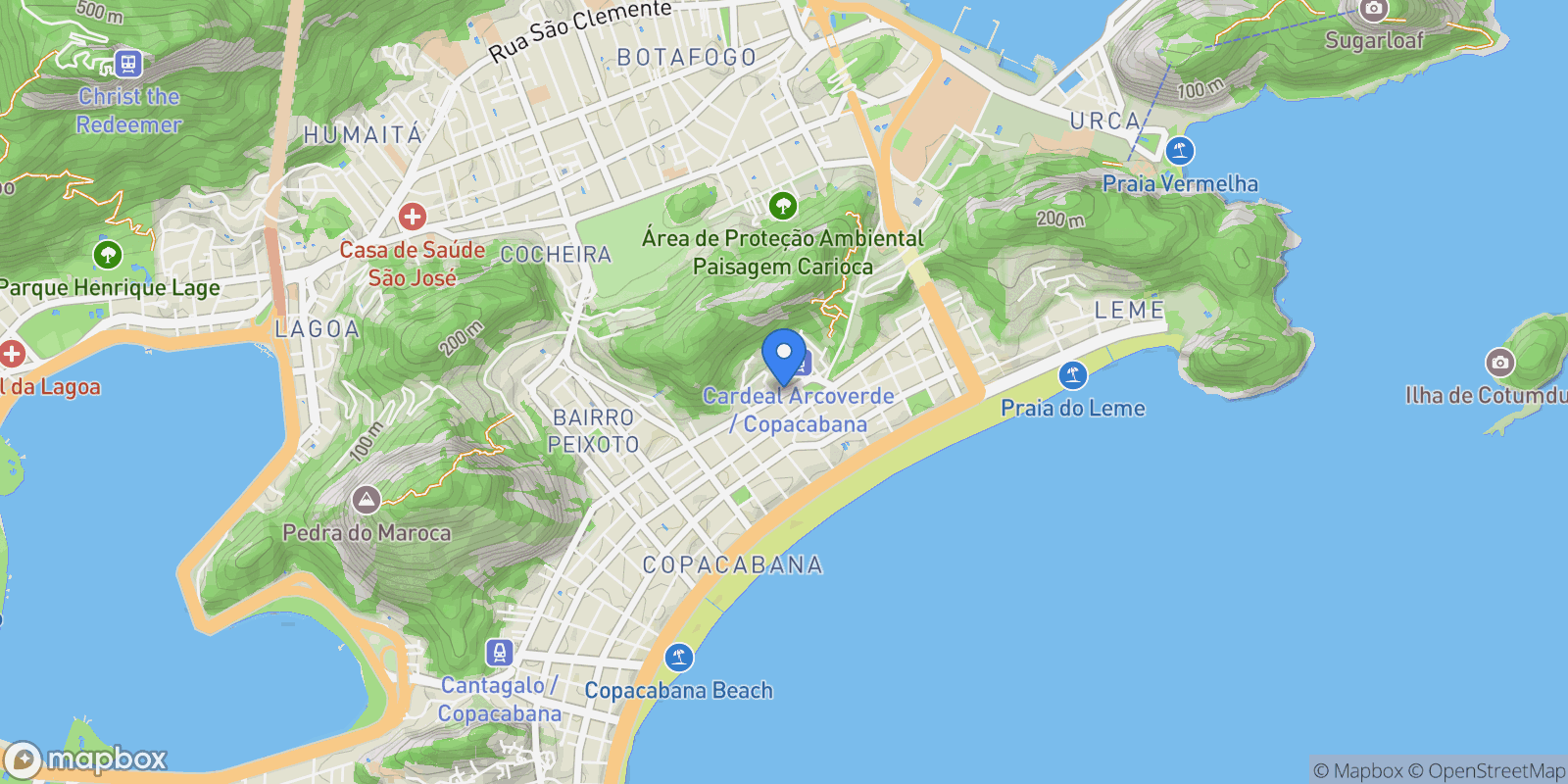Map showing Rua Marechal Mascarenhas de Morais Copacabana, Rio de Janeiro, RJ 22030-040, Rio de Janeiro, State of Rio de Janeiro, Brazil.