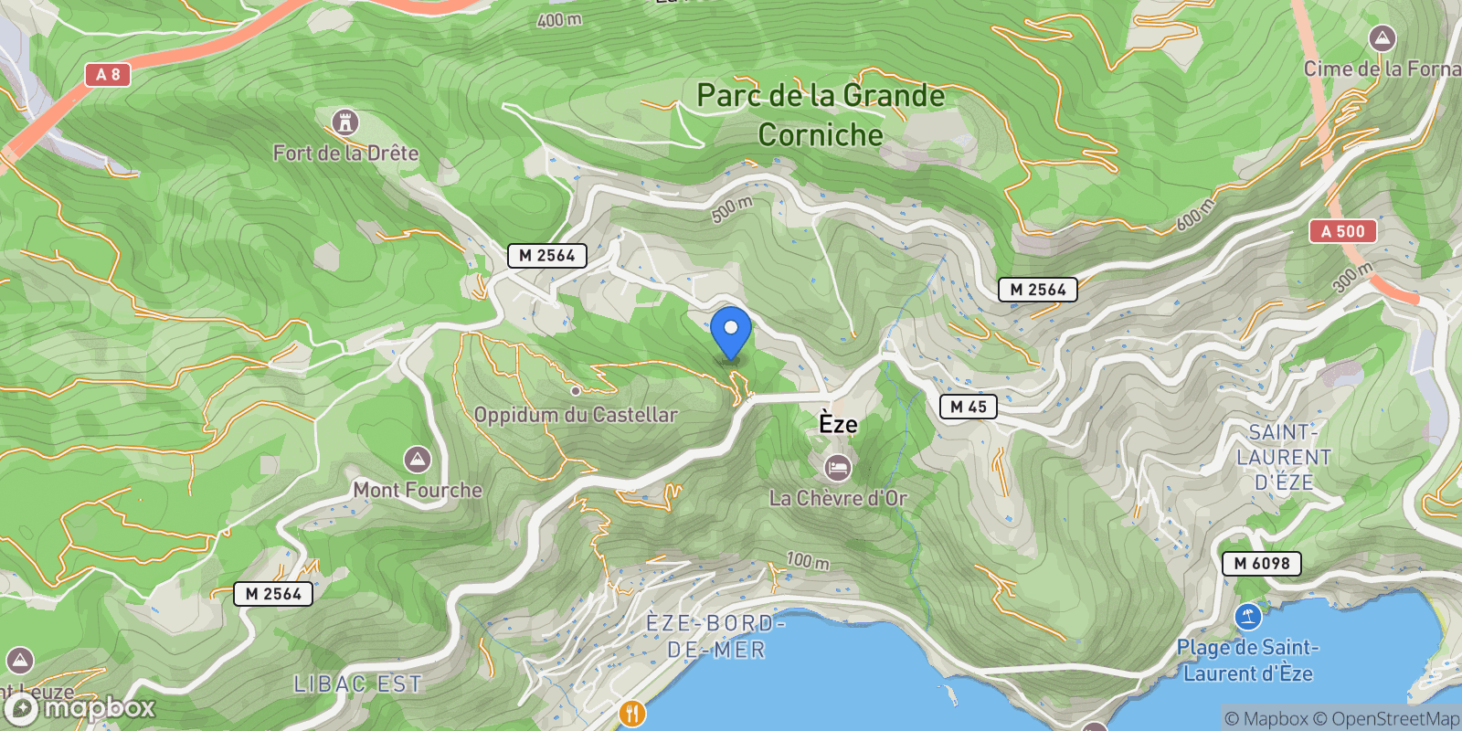 Map showing Èze, Provence-Alpes-Côte d'Azur, France.