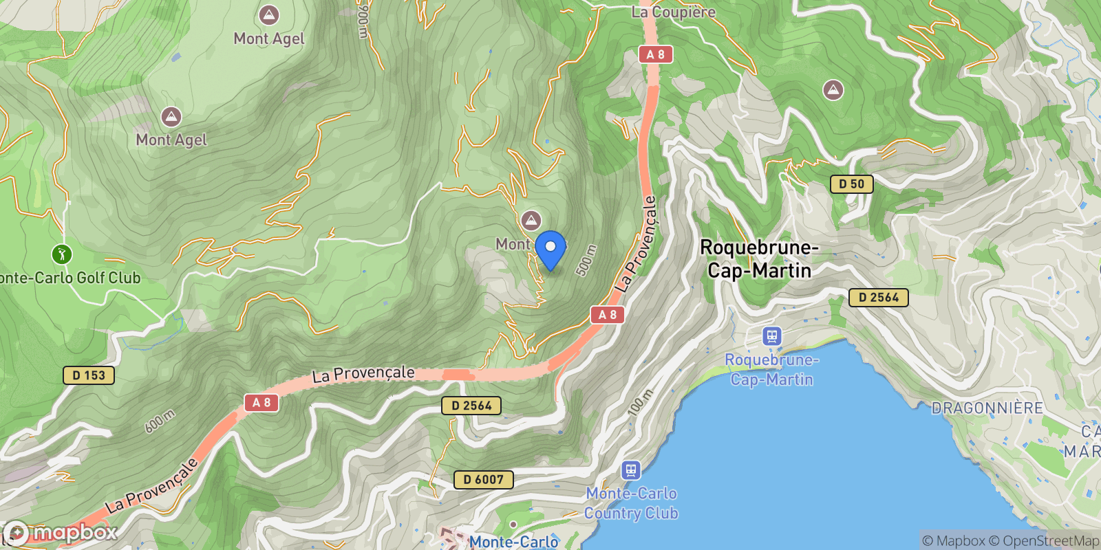 Map showing Roquebrune-Cap-Martin, Provence-Alpes-Côte d'Azur, France.