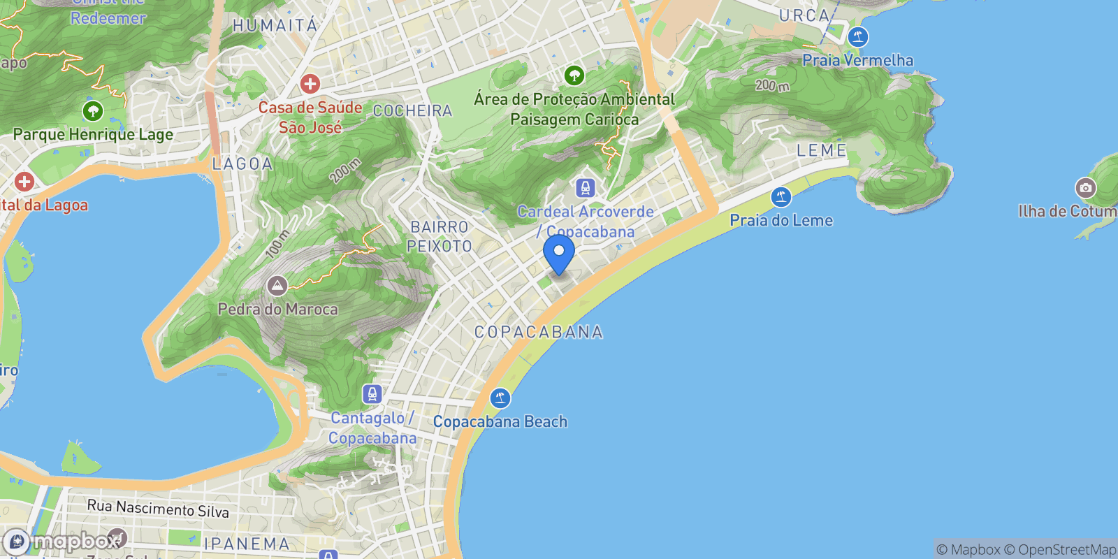 Map showing Rua Hilário de Gouveia Copacabana, Rio de Janeiro, RJ 22040-020, Rio de Janeiro, State of Rio de Janeiro, Brazil.