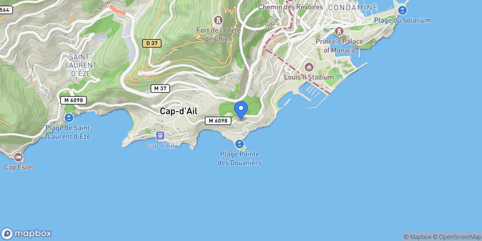 Map showing Cap-d'Ail, Provence-Alpes-Côte d'Azur, France.