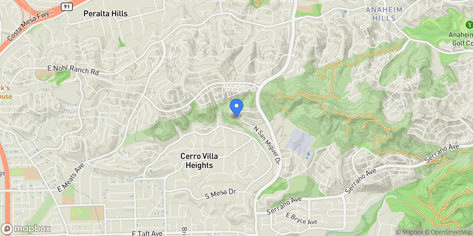Map showing 2608 N San Miguel Drive , Orange, CA 92867, Orange, California, United States.