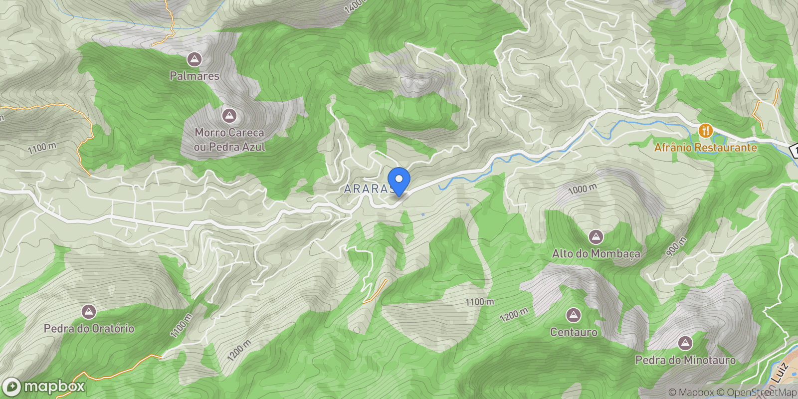 Map showing Rua Bernardo Coutinho Araras, Petrópolis, RJ 25725-022, Petrópolis, State of Rio de Janeiro, Brazil.